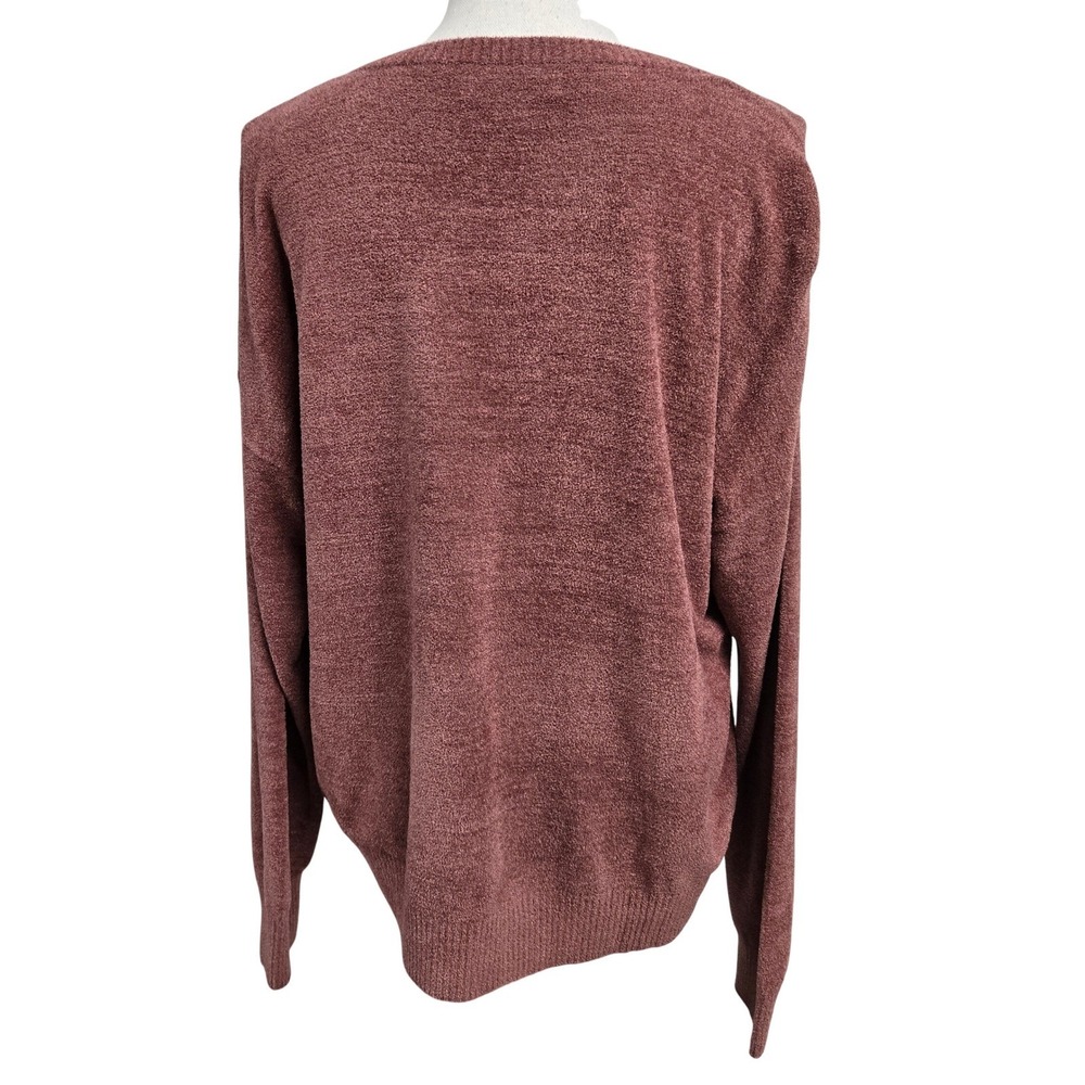 Barefoot Dreams CozyChic Ultra Lite V-Neck Pullover Sweater SOFT Mauve Size  L/P - Picture 2 of 10